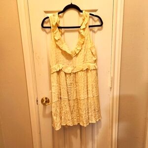 Lulu's Elegant Cream Ruffle Dress